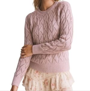 Loft Wool Mauve Pink Rabbit Hair Knit Cotton Sweater XS